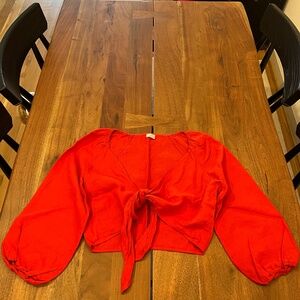 Wilfred crop tie front linen top